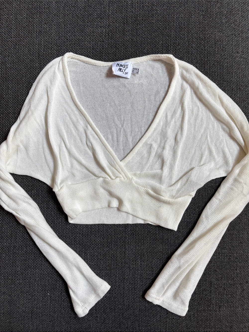 NWOT Princess Polly Cream Wrap Long-Sleeve Crop